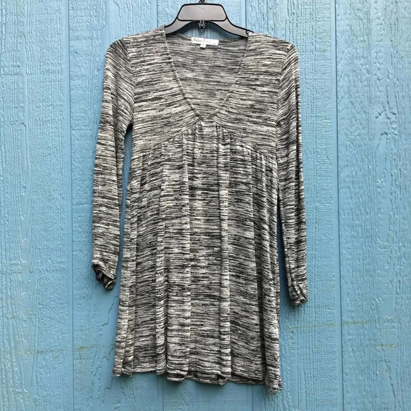 Velvet Torch Women's Gray Space Dye V-Neck Empire Waist Tunic Sweater Small NWT - Picture 2 of 5